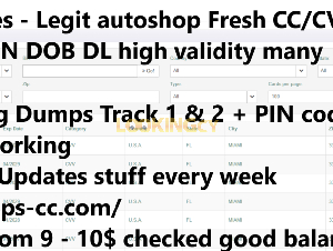 Legit AutoShop Sell Fresh CC/CVV Fullz, Dumps Pin Good Balance